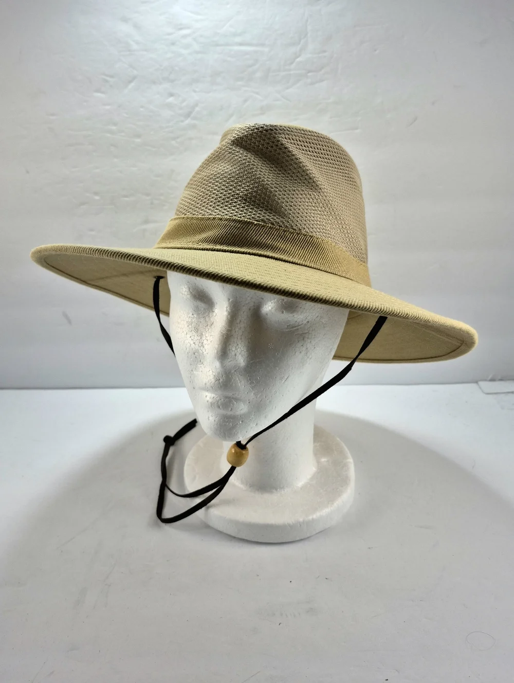 NWOT Dorfman Hat Co. Khaki Mesh Crown Safari Sun Hat Unisex Packable Travel
